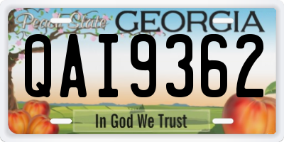 GA license plate QAI9362
