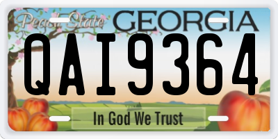 GA license plate QAI9364
