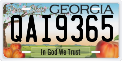 GA license plate QAI9365