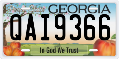 GA license plate QAI9366