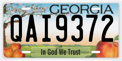 GA license plate QAI9372