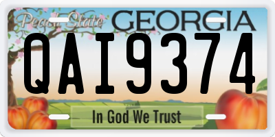 GA license plate QAI9374