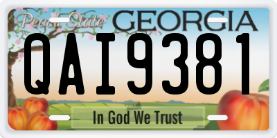 GA license plate QAI9381