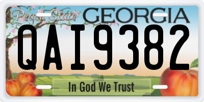 GA license plate QAI9382