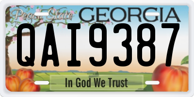 GA license plate QAI9387