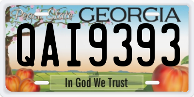 GA license plate QAI9393