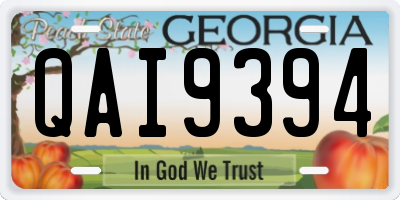 GA license plate QAI9394