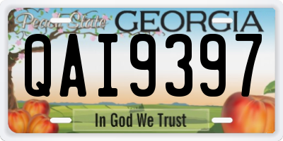 GA license plate QAI9397