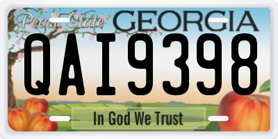 GA license plate QAI9398