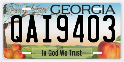 GA license plate QAI9403