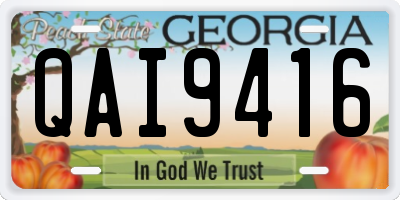 GA license plate QAI9416