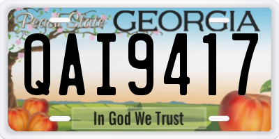 GA license plate QAI9417