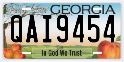 GA license plate QAI9454