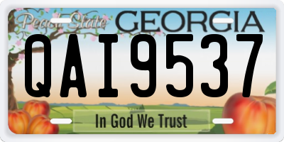 GA license plate QAI9537