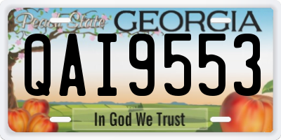 GA license plate QAI9553