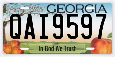 GA license plate QAI9597