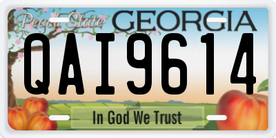 GA license plate QAI9614