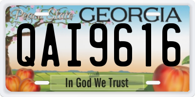 GA license plate QAI9616