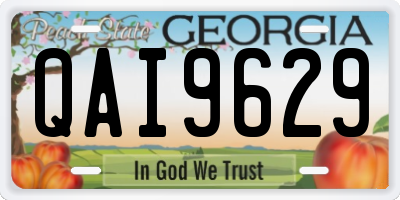 GA license plate QAI9629