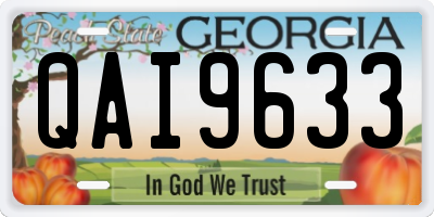 GA license plate QAI9633