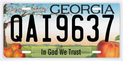 GA license plate QAI9637