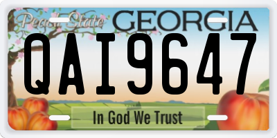 GA license plate QAI9647