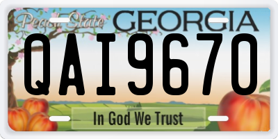 GA license plate QAI9670