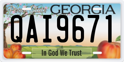 GA license plate QAI9671