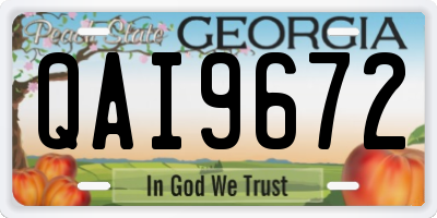 GA license plate QAI9672