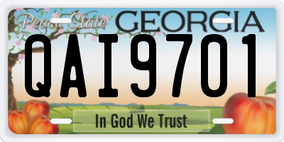 GA license plate QAI9701