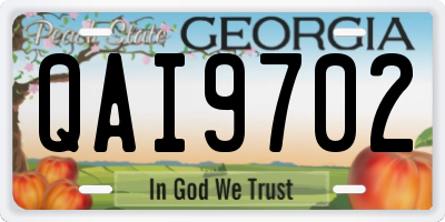 GA license plate QAI9702