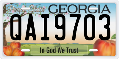 GA license plate QAI9703