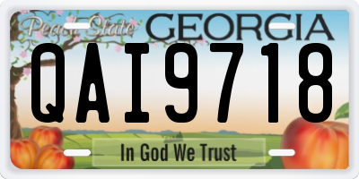 GA license plate QAI9718