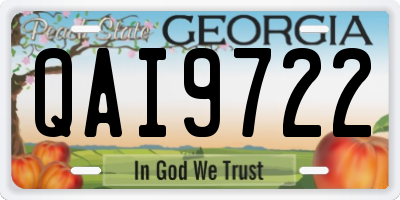 GA license plate QAI9722