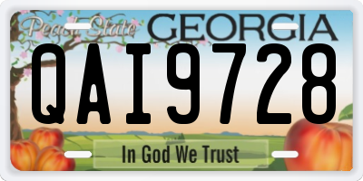 GA license plate QAI9728