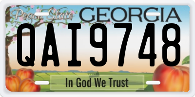 GA license plate QAI9748