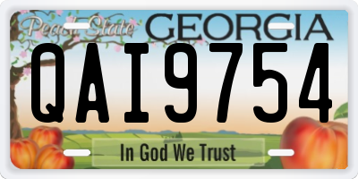 GA license plate QAI9754