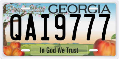 GA license plate QAI9777