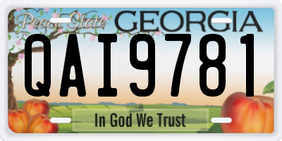 GA license plate QAI9781