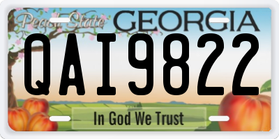 GA license plate QAI9822