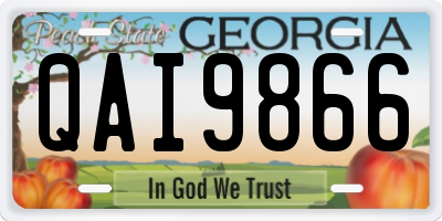 GA license plate QAI9866