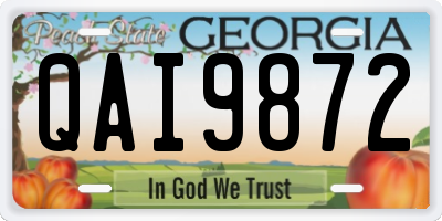 GA license plate QAI9872