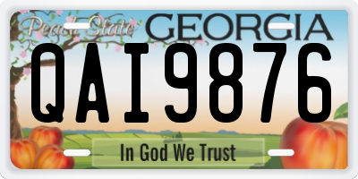 GA license plate QAI9876