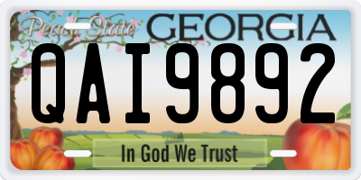GA license plate QAI9892