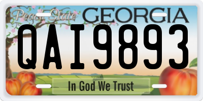 GA license plate QAI9893