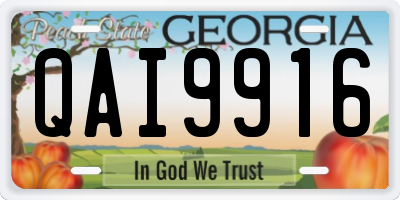 GA license plate QAI9916