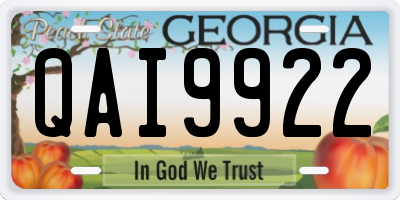 GA license plate QAI9922