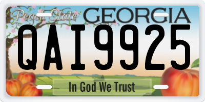 GA license plate QAI9925