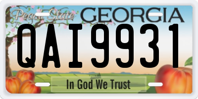GA license plate QAI9931