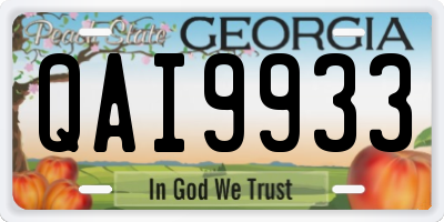 GA license plate QAI9933